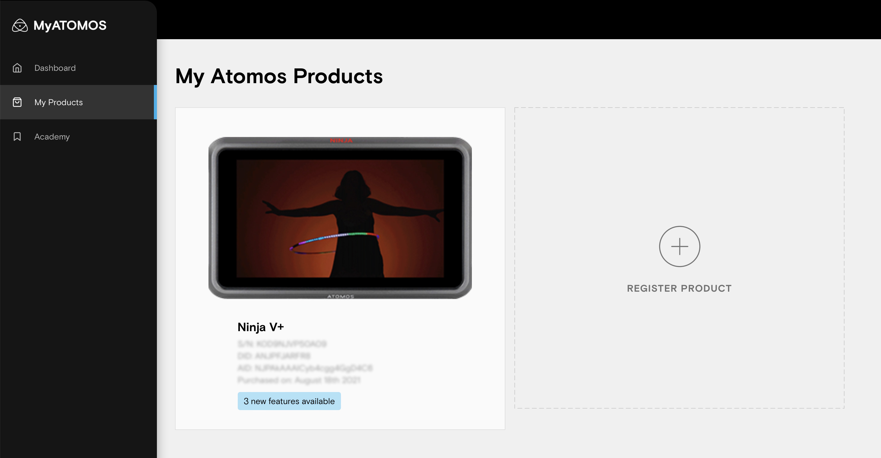 Activation Menu – Support - Atomos