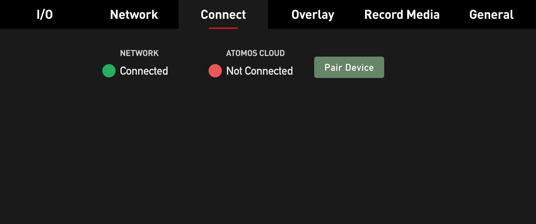 Connect Menu – Support - Atomos